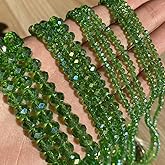 Songxi 6mm Faceted Rondelle Glass Beads for Jewelry Making 240PCS, Crystal Glass Beads DIY Arts and Crafts, for Bracelet Necklace, Birthday Gifts for Women (Green AB Color)