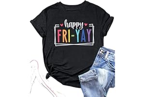 MNLYBABY Happy Friday Teacher Shirt Women Happy Friyay T Shirt for Teachers Funny Friday Weekend Holiday Vacation Tee Tops