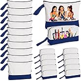 20Pcs Canvas Makeup Bag with Bottom, 12oz Cotton Cosmetic Bag Set Bulk Multi-Purpose DIY Heat Transfer Makeup Bag w/Black Zipper for Bridesmaid Makeup Bag Travel Toiletry Pouch Storage, Easter Craft