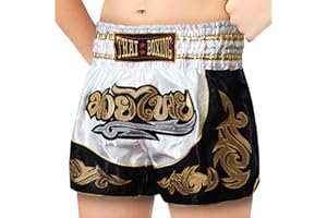 SIAMKICK Youth Muay Thai Shorts for Kids (4 Years - 10 Years) Boxing Kickboxing MMA Training Trunk for Boys and Girls