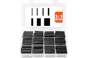 FloweryOcean 400 pcs Heat Shrink tubing kit, Industrial Heat shrinks tubing, 7 Sizes 3:1 Shrink Ratio - Black, Industrial, Wires connectors, Waterproof, Insulation, Protection, Safety, Mechanic