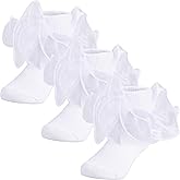 Dicry Baby Girls Double Lace Turn Cuff Socks with Big Ruffle for Infant Toddlers and Kids