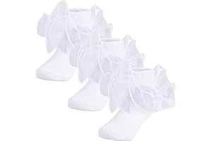 Dicry Baby Girls Double Lace Turn Cuff Socks with Big Ruffle for Infant Toddlers and Kids
