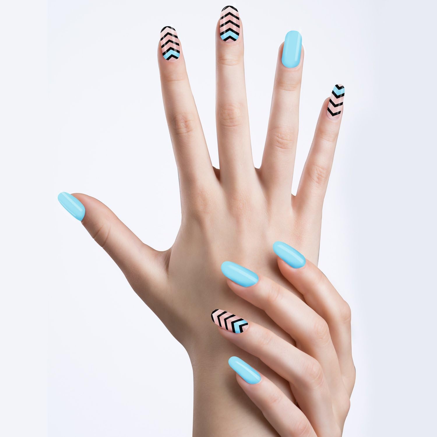 Angel Beauty - Premium Nail Wraps - Blue Sky Zebra, Real Nail Polish, Art Sticker, Decal Set, Gel & Remover Free, Includes 20 Nail Wraps with Different Sizes for Fingers or Toes