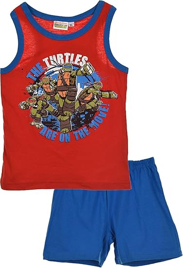 Nickelodeon Teenage Mutant Ninja Turtles Shorty Schlafanzug in Rot oder Blau Gr. 98,104, 116, 128