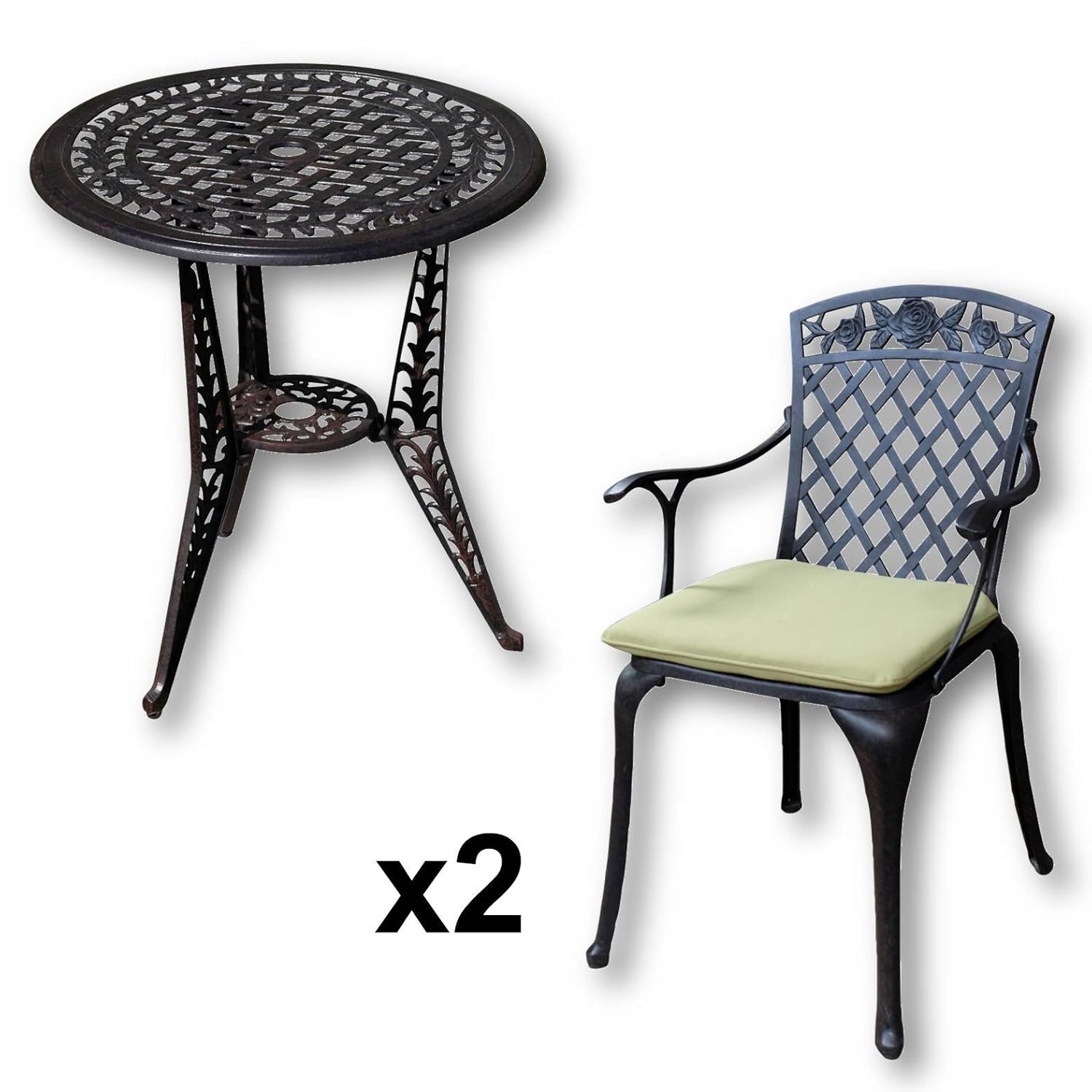 Lazy Susan - IVY Bistrotisch mit 2 Stühlen - Rundes Gartenmöbel Set aus