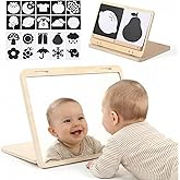 Tummy Time Mirror Toys, Baby Mirror Tummy Time Play Set for 0-6 Months | Large Baby-Safe Mirror, Adjustable Infant Mirror Toy