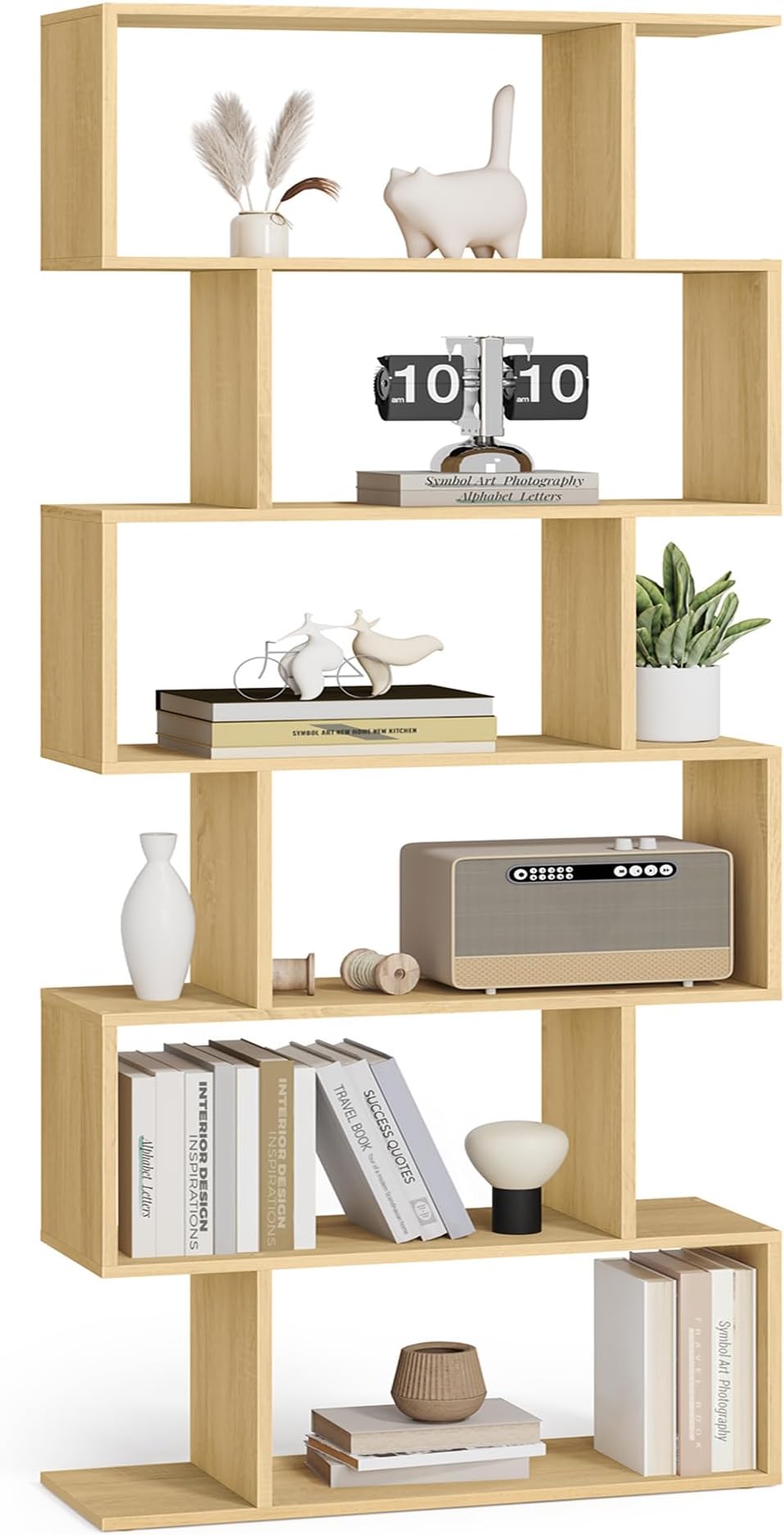 VASAGLE Bookshelf 6-Tier 24 x 70 x 191.6 cm Room Divider Oak LBC061T70