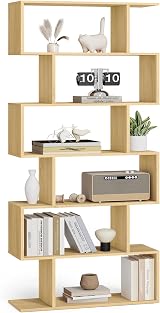 VASAGLE Bookshelf 6-Tier 24 x 70 x 191.6 cm Room Divider Oak LBC061T70