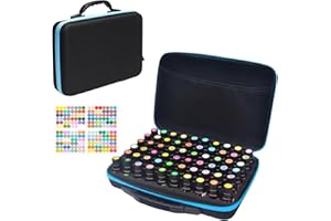 BLIRITEL 60 Bottles EVA Essential Oils Organizer, Hard Shell Essential Oil Storage Carrying Case, Essential Oils Holder Traveling Bag with Foam Insert, Holds 5ml,10ml,15ml Essential Oils (Blue)