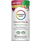Rainbow Light Womens One + Multivitamin 50 Plus | 60 Caplets | Supports Menopause | Real Food Nutrients, Digestive Enzymes & Probiotics