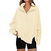 ANRABESS Women's Sweatshirts Oversized Casual Loose Button Up Henley Pullover Top High Low Split 2025 Fall Fashion Outfits