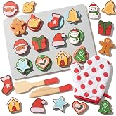 WOODENFUN Slice &amp; Bake Christmas Wooden Cookie Play Baking Set for Toddlers | 28Pcs Pretend Play Food Set, Preschool Learning Toy, Play Kitchen Accessories Gift for 1-5 Years Old Girls Boys Kids