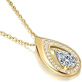 Birthday Jewelry Valentine's Day Gifts for Wife/Girlfriend - 14K Gold/White Gold Lab-Grown Moissanite/Emerald/Birthstone Pendant Necklaces for Women, Classic Style Non Tarnish 16"+2" Adjustable
