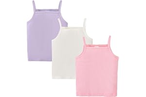 ROMPERINBOX Toddler Tank Tops Girls Spaghetti Strap Ribbed Knit 3 Pack Sleeveless Casual Basic Cami Top for 12M-4T