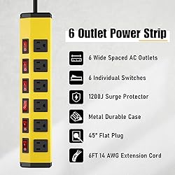 ANNQUAN 3PCS 6 Outlet Metal Power Strip with 6