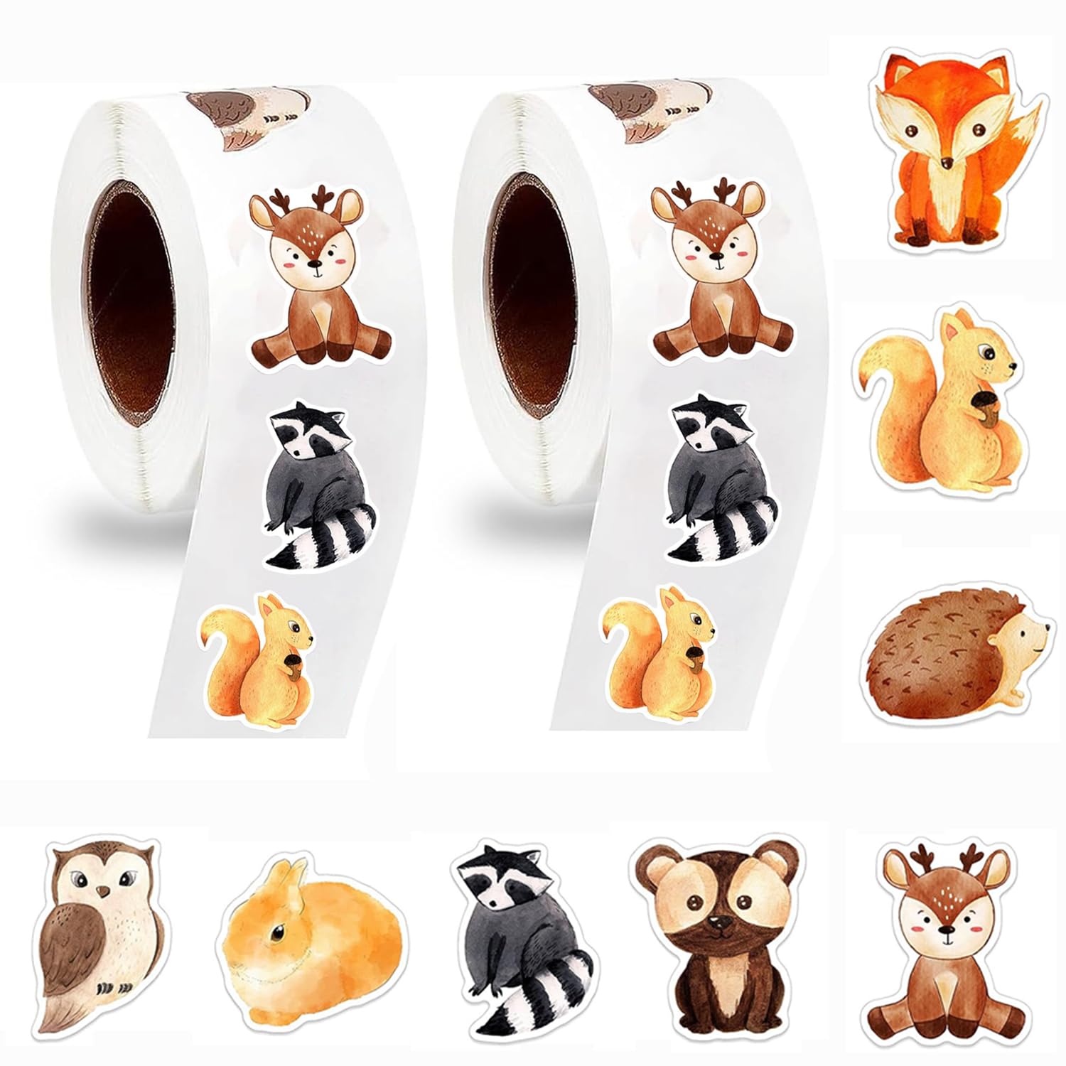 1000 Pcs Cute Animal Stickers Roll, Animal Theme Universal Stickers Rewards, Easy-Peel Cartoon Incentives Sticky Rolls for School, Crafts and Office, Diaries