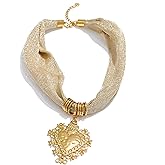 Mchic Statement Necklace for Women Trendy: Sparkly Mesh Fabric Chain with Dainty Glass Stone Cross or Vintage Heart Pendant Necklace，Adjustable Boho Fashion Gold Jewelry Gifts for Her