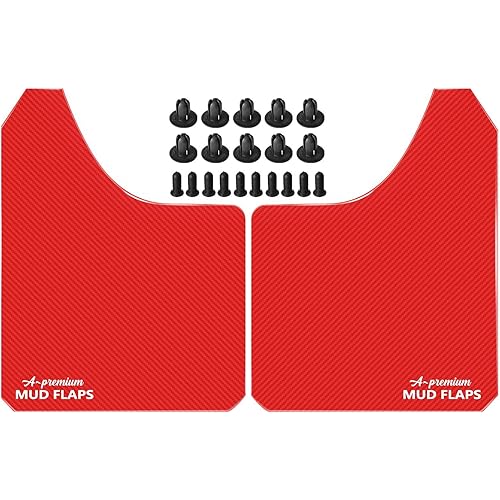 A-Premium 2 Pcs Red Universal Splash Guards Mud Flaps Mudflaps Mudguard Fender Flares for Car Pickup Truck SUV with Hardware