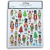 Christmas Nutcracker Stickers - Glitter Adhesive Decals for Crafts & Scrapbooks - 38 Pieces