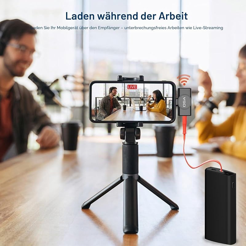 Lavalier Mikrofon Wireless für iPhone15/16 und Android, Mini Ansteckmikrofon kabellos Mikrofon mit 40-Stunden Ladefach, Kabellos Handy Microphone Plug-Play für Interviews, Podcasts Vlog (Type C)