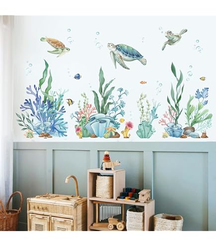 DEIKOKA 9-Pack Large Hawksbill Sea Turtle Wall Decals – Removable Ocean Animal Stickers For Kids' Rooms, Bathroom, Nursery - View #7