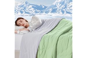 Homelike Moment Cooling Comforter for Hot Sleepers, Lightweight Cooling Comforter Queen Full Size Double Sided Breathable Green/Grey