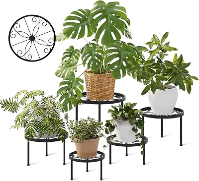 Bamworld 5-Pack Metal Plant Stands Indoor Outdoor Heavy Duty Anti-Rust Iron