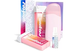 2024 Waxfans Roll on Wax Kit, Roll on Waxing Kit for hair removal, Waxing Kit for Women, Wax Roller Kit for All Skin Types, Wax Roller Waxing Kit for Women, with 2 Wax Cartridges & 50 Pcs Wax Strips