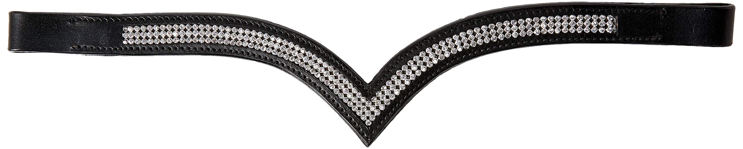 Cwell Equine V Shaped silver Crystal Browband (BLACK) Choice of Size F/C/P (COB 15")