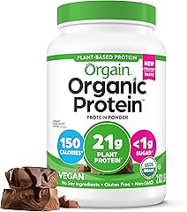 Orgain Organic Vegan Protein Powder, Creamy Chocolate Fudge - 21g Plant Protein, 7g Prebiotic Fiber, Low Net Carb, No Lactose