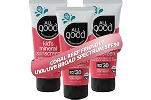 ALL GOOD MAKES EVERYTHING BETTER All Good Baby & Kids Sunscreen Lotion for Face & Body - UVA/UVB Broad Spectrum, SPF 30, Zinc Oxide, Coral Reef Friendly, Water Resistant - Zinc, Shea Butter, Coconut Oil, Aloe (3 oz)(3-pack)