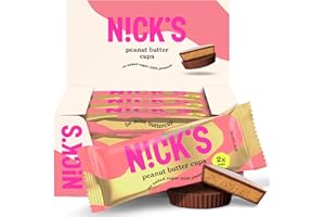 N!CK'S NICKS Peanut Butter Cups, Low Carb Chocolate with Peanut Butter, Without Added Sugar, 1.7 g Net Carbohydrates, 1 g Sugar, Keto friendly, Gluten Free, Without Palm Oil 12 Pack with a total of 24 cups