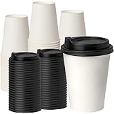 RACETOP [100 pack] Disposable Coffee Cups with Lids 12 oz, Hot Paper Cups with Lids, To Go Cup with Lid