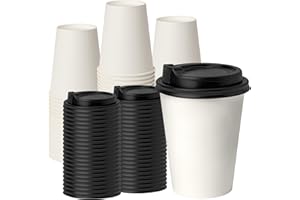 RACETOP [100 pack] Disposable Coffee Cups with Lids 12 oz, Hot Paper Cups with Lids, To Go Cup with Lid