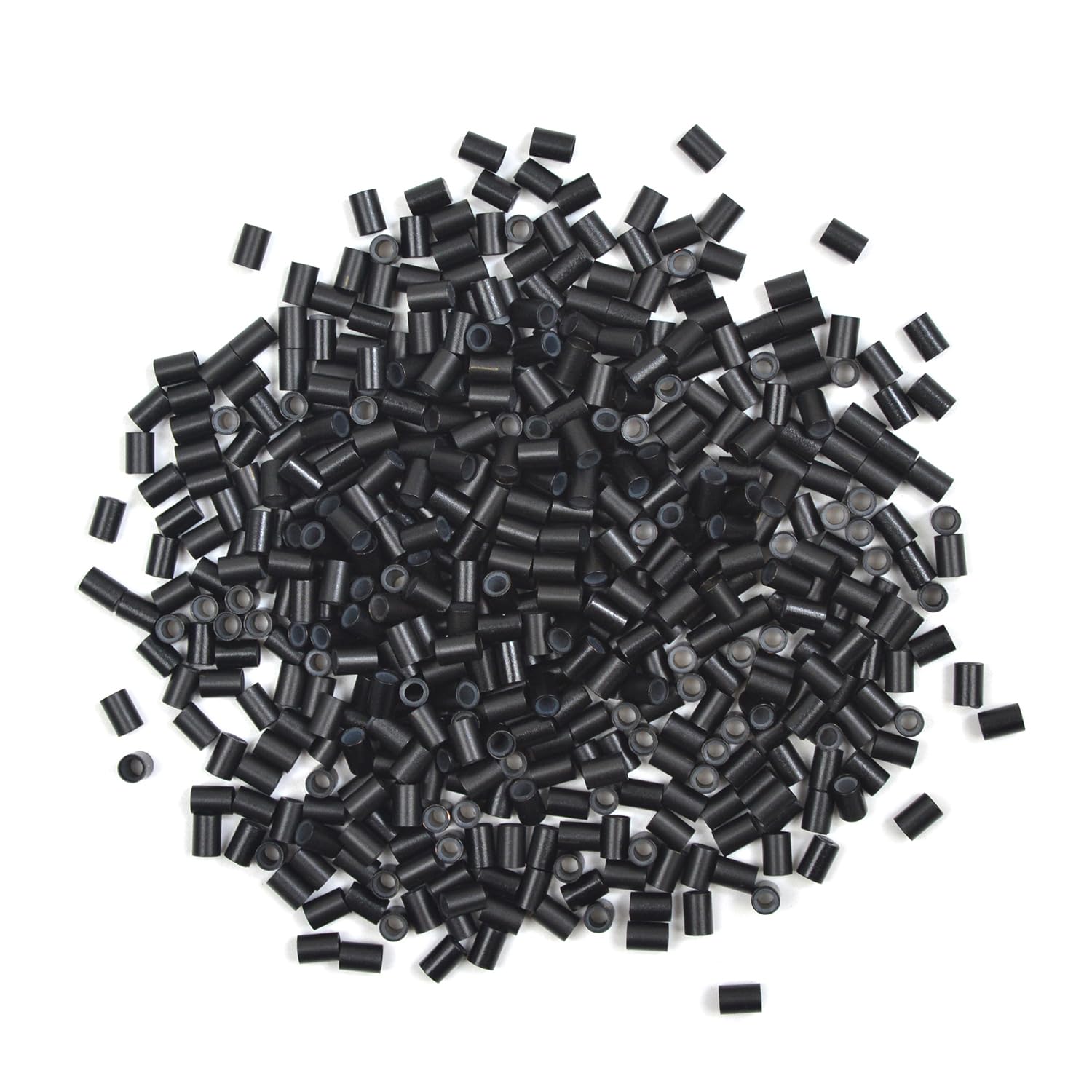 3.5 mm Copper Tube Micro Link Beads with Silicone Lined Micro Ring Hair Beads for I-Tip Hair Extensions (1000 Pcs Black)