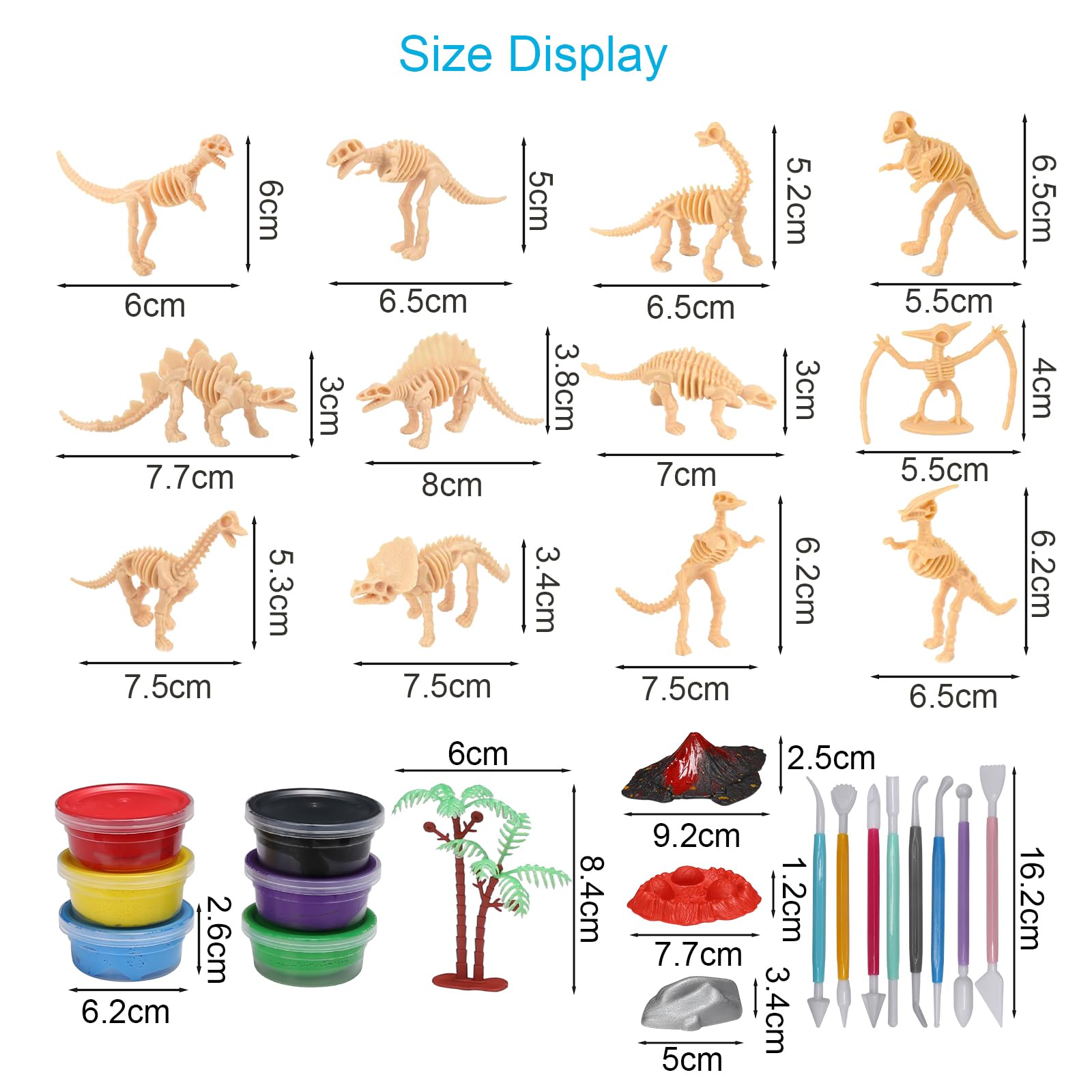 TGFIX 32tlg Ton Dinosaurier Bastelset für Kinder Dinosaurier Basteln aus Lufttrocknende Modelliermasse Dino DIY Kunsthandwerk Kreative Kindergeburtstag Geschenk für Jungen Mädchen 6