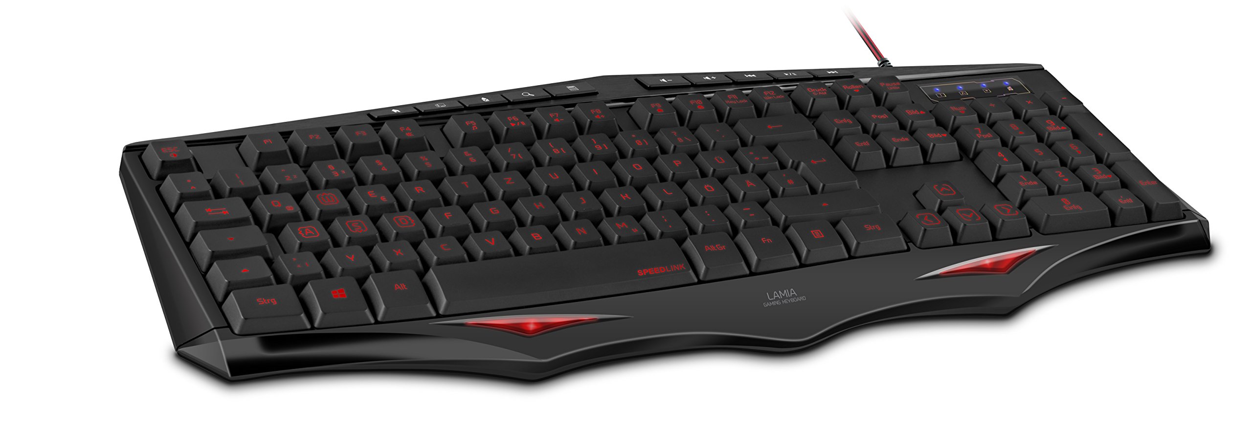 Speedlink LAMIA Gaming Keyboard - Gaming Tastatur mit USB Anschluss - Höhenverstellbar - LED - 10 Zusatztasten - schwarz - IT Layout 2