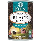 Eden Organic Black Beans, 15 oz Can, No Salt, Non-GMO, Gluten Free, Vegan, Kosher, U.S Grown, Heat and Serve, Macrobiotic, Turtle Beans, Frijol Negro, Caviar Criollo