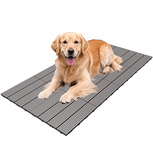 SUMMERTRAIL DOG KENNEL FLOORING OUTDOOR FLOORING DECKING FOR DOG WATERPROOF DOG TRAINING PLATFORM, PORTABLE DECK FOR PET ENCLOSURES (12 X 12 INCHES, 8PCS)