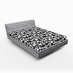 Ambesonne Gothic Fitted Sheet, Grunge Black Human