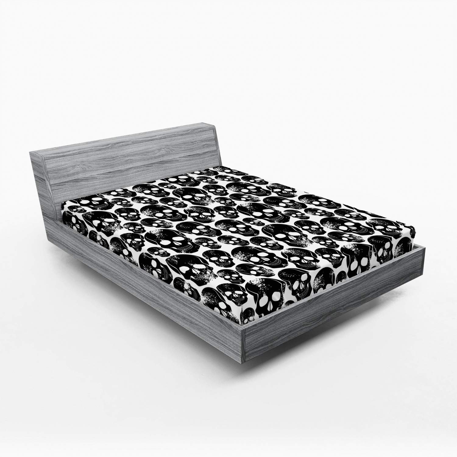 Ambesonne Gothic Fitted Sheet, Grunge Black Human