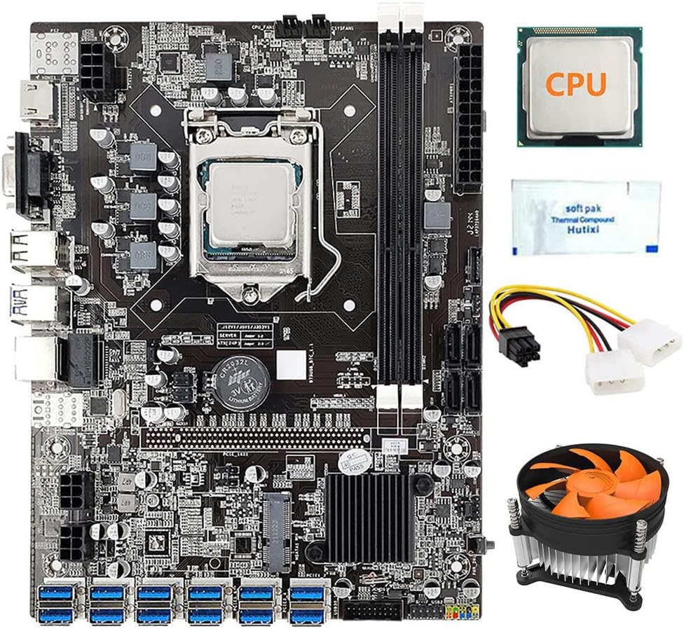 Lodokdre B75 Mining Motherboard 12 GPU LGA1155 DDR3 SATA3 USB 3.0 BTC CPU Fan