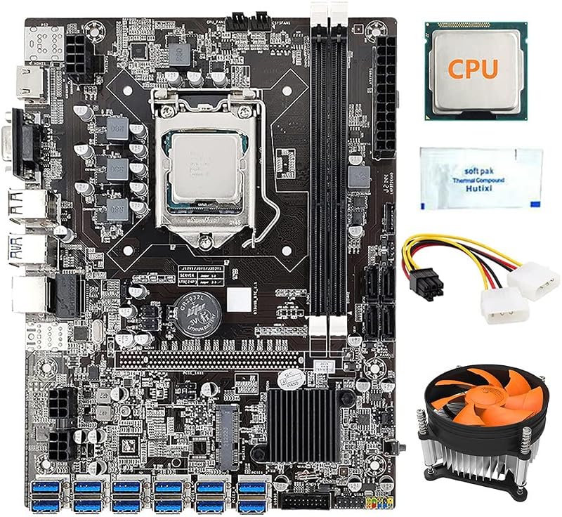 Lodokdre B75 Mining Motherboard 12 GPU LGA1155 DDR3 SATA3 USB 3.0 BTC CPU Fan