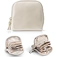 Vlando Small Travel Jewelry Case Organizer,Leather Jewelry Pouch Bags with Zipper,Portable Velvet Jewelry Organizer Bag for E