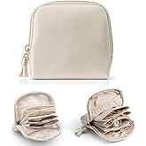 VLANDO Small Travel Jewelry Case,Wedding Gifts for Women,Jewelry Pouch Bags with Zipper,Velvet Jewelry Organizer Storage Bag for Bracelet Rings Earring-Cream White