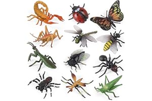 SIENON Realistic Insect Toys Figures-12Pcs Large Plastic Bugs Figurines Set with Ladybug Bee Butterfly Ant Cricket Mantis Scorpion Spider-School Project Halloween Insect Theme Birthday Party Favors
