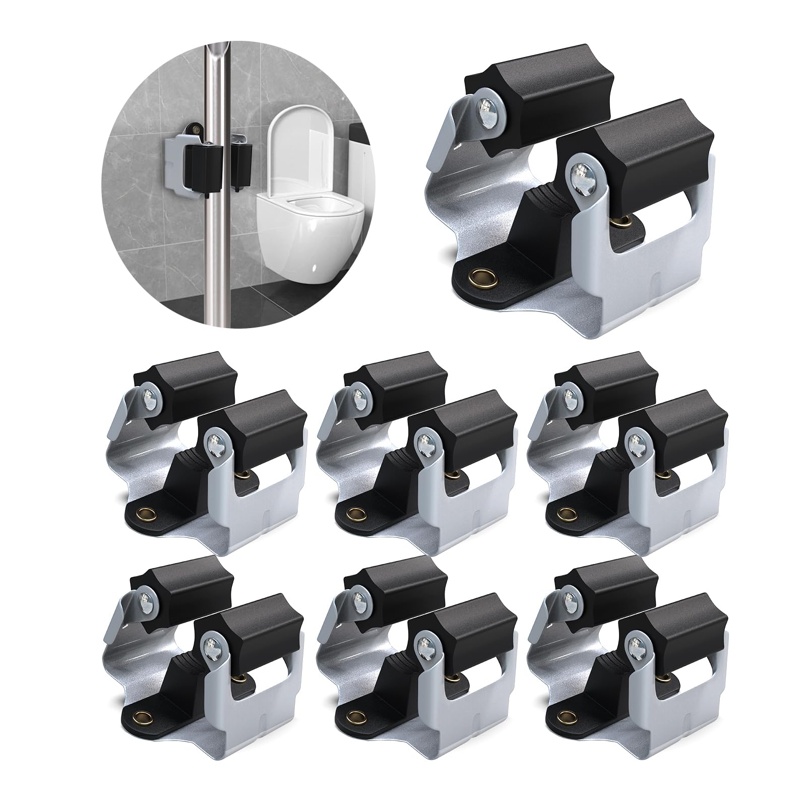 3-H Mop Holder 6 Pack,Brush Holder,Broom Holder Wall Mounted for Kitchen Bathroom Laundry Room Shed Garage Garden(Black)