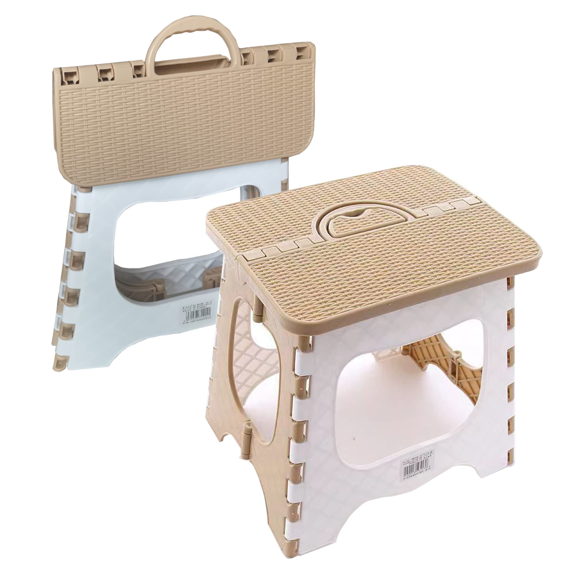 Photo 1 of QSYW Folding Step Stool Anti Slip Compact Plastic Foldable Step Stool Holds Up to 300 lbs,12 inches, 30cm?(Coffee) 1PCS