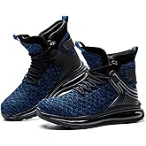 SYLPHID Men Steel Toe Sneakers Women Safety Shoes High top Work Shoe with Air Cushion Lightweight Breathable Puncture Proof